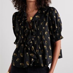Henri Floral Ruffle Blouse in Buttercup